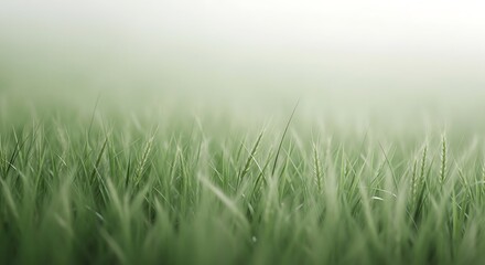 Obraz premium A gentle breeze rustles through a field of soft green grass, creating a peaceful and serene natural landscape