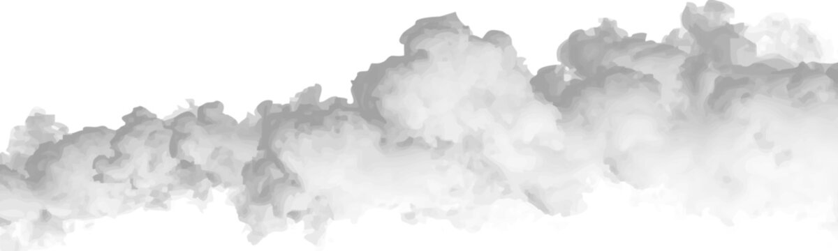 Light smoke clouds with flowing motion, wispy curls and airy effect vector