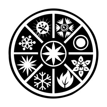 Seasons wheel icon designed in solid style