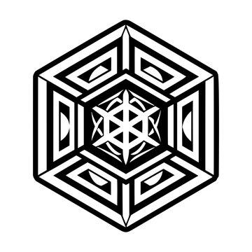 Solid style icon of tesseract symbol