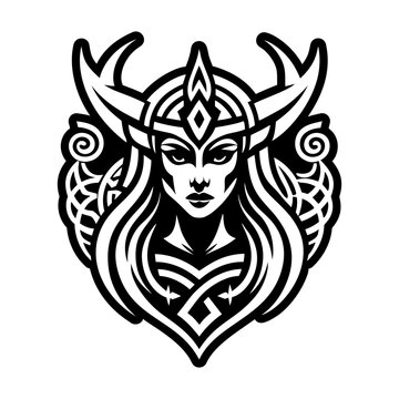 Filled style icon of valkyrie tattoo