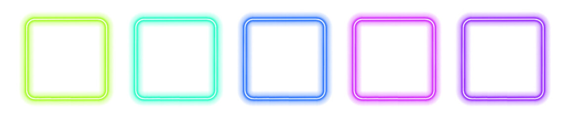 Fototapeta premium Neon square frame with glowing corners and smooth gradient vector