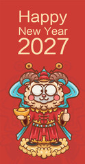 Fototapeta premium Cartoon Year of the Sheep New Year Illustration Poster 