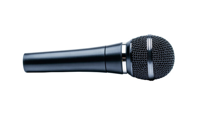 Isolated black handheld microphone for live performances, studio recording, and public speech