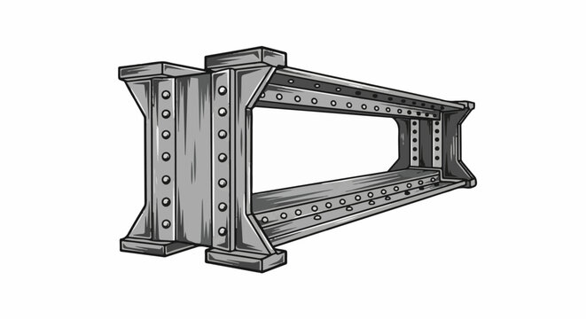 Heavy-duty industrial steel girder support structure with visible rivets
