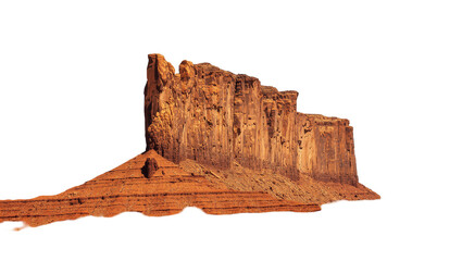 Isolated towering red rock desert landscape formation, majestic sandstone mesa of American Southwest. © Aliona