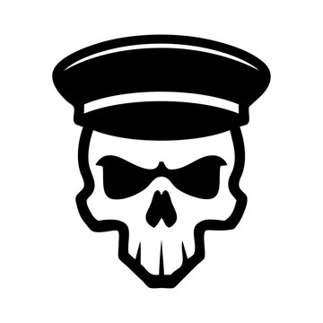 Logotipo con dibujo minimalista de una calavera con gorra de capit&aacute;n para fiestas de Halloween