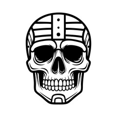 Logotipo con dibujo con líneas de una calavera con decoración de estilo maya para El Día de los Muertos  © teracreonte