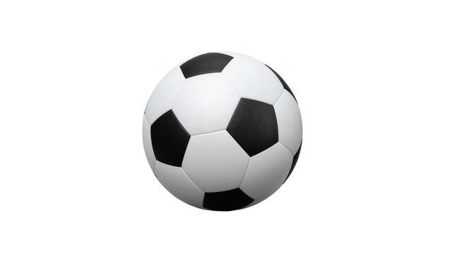 Isolated classic black and white soccer ball, professional sports game equipment, kickball