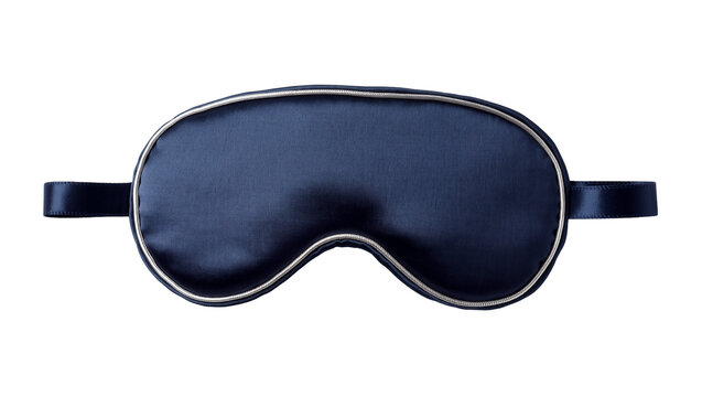 Isolated luxurious satin sleep mask for serene comfort and deep relaxation, dark blue eye cover