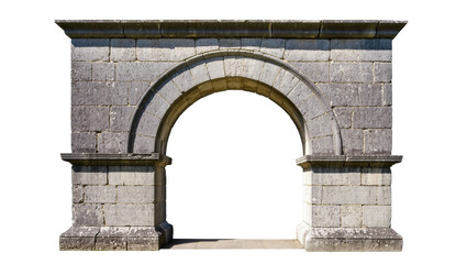 Isolated classic ancient grey stone archway, a robust architectural passage structure © Aliona