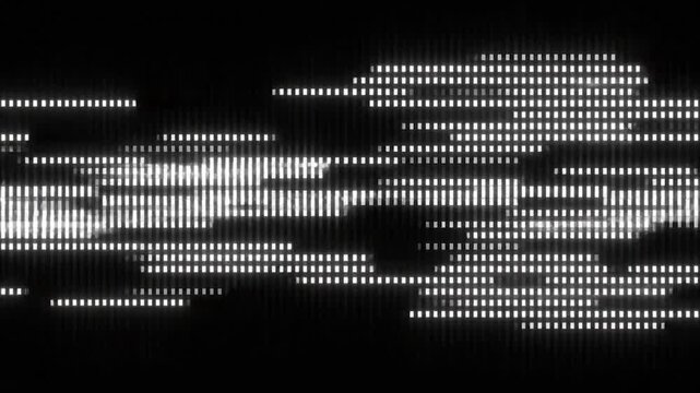 Abstract digital noise pattern with vertical lines and scattered white dots on a dark background, representing data corruption or signal interference