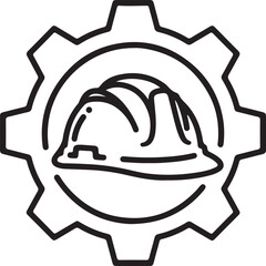 Fototapeta premium Hard hat inside a gear for safety and industry