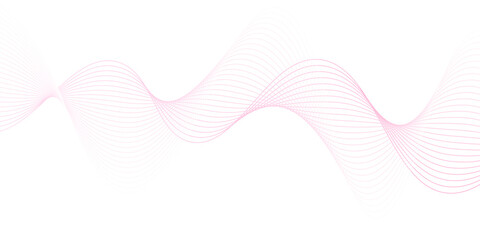 Fototapeta premium Abstract pastel pink wave lines on white background, flowing across white background, pink wave lines and technology background. Vector illustration, Wave of multi-colored lines .