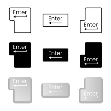 Enter Key Icon Set &ndash; Keyboard Button UI Collection Flat Solid Outline Vector