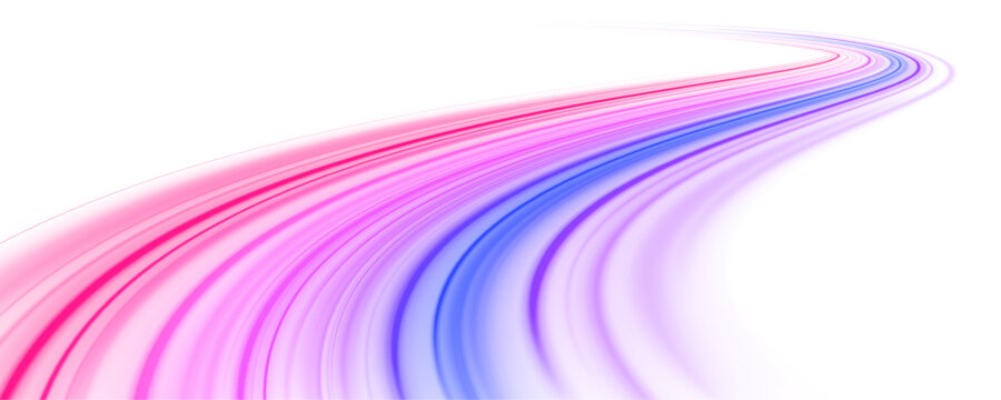 Electric multicolor streaks rush through night urban road. Motion blur enhances speed and glowing energy effect. Vector PNG art.