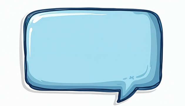 Cartoon blue speech bubble sticker with a simple outline. This blank conversational box is perfect for adding text or messages for chat, quotes, or announcements.