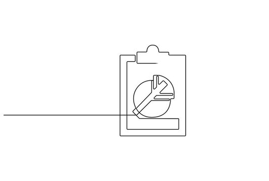 Animation continuous line drawing Business infographic, clipboard icon, pie chart graph, data analysis