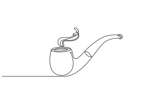 Animation continuous line drawing Smoking pipe, line art illustration, vector icon, minimalist design