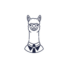 Naklejka premium Simple Llama Line Art Logo