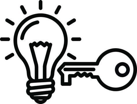 Light bulb and key line black