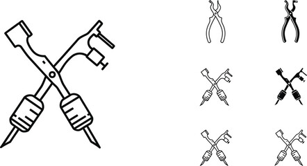 Obraz premium Tattoo machine and piercing tools equipment