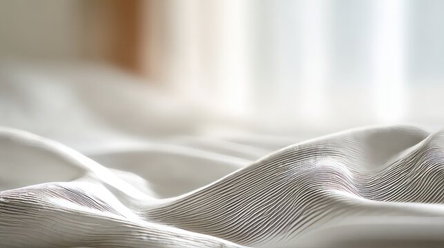 White silk, satin fabric bed sheets. 