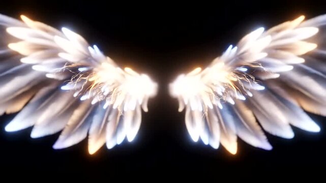 Angel wings shine brightly in dark space  (30)