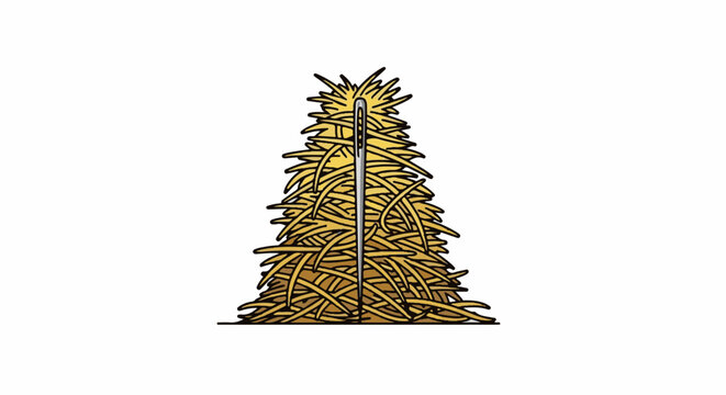 A single needle pierces a large haystack, symbolizing a difficult search