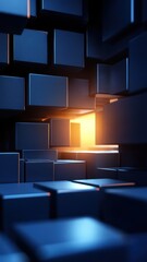 Fototapeta premium 3D cube emitting light vibrant 3d render of a cube with light emanating from its core creating a luminous effect
