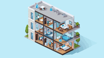 Fototapeta premium Modern Apartment Building Interior Design.