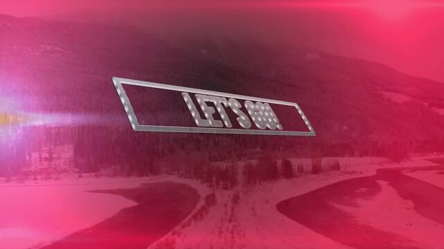 Metal 3D LET'S GO! rotating in frame and camera zooming out revealing phrase for magenta promo