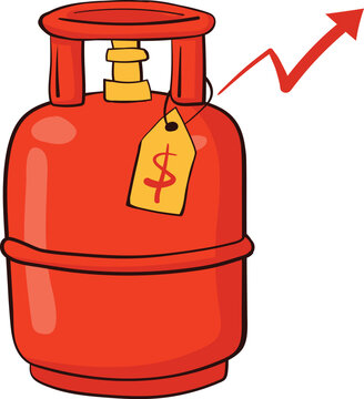 LPG Gas Cylinder Price Rise Hand Drawn Vector Illustration showing Economy Inflation and Fuel Crisis