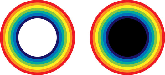 Obraz premium Concentric rainbow circles with contrasting inner holes and solid fills