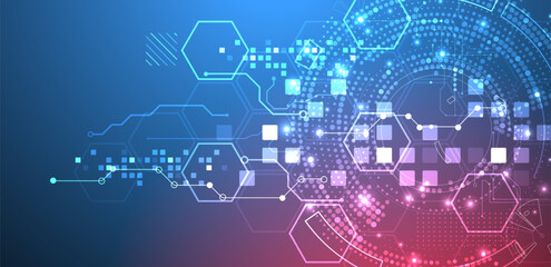 Obraz premium Abstract background. Scientific and technological concept with the use of technical elements formed in the shape of a circle. Vector
