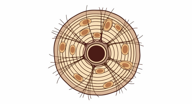 Microscopic view of a bone osteon structure with central canal and lacunae