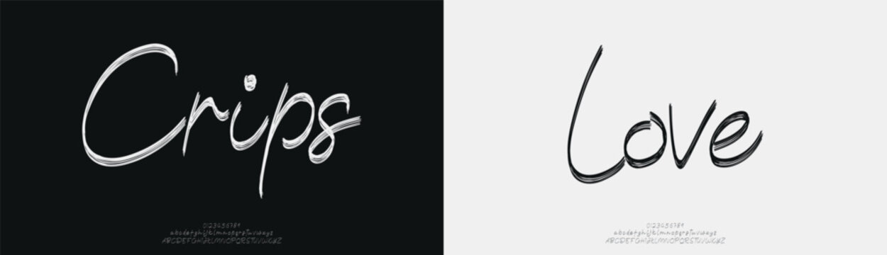 Crips Love, Script luxury wedding alphabet letters font with tails. Typography elegant classic serif fonts and number decorative vintage retro concept for logo branding. vector illustration
