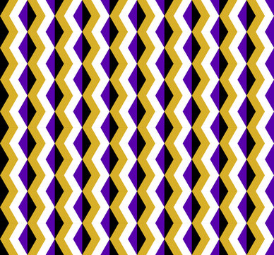 Seamless zigzag optical illusion pattern with peripheral drift effect. Abstract geometric op art background with colorful repeating lines for wallpaper, textile, wrapping and modern design.