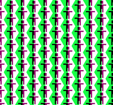 Seamless vertical optical illusion pattern with peripheral drift effect. Abstract geometric op art background with colorful repeating shapes for wallpaper, textile and modern surface design.