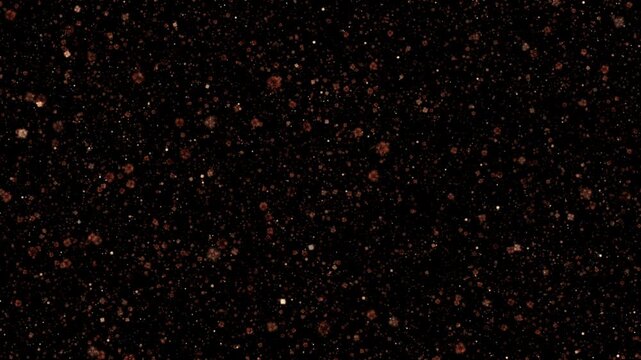 Abstract animation loop splash orange bokeh particles glow floating on black background. 4K 3D seamless looping blue bokeh particles dust fly in the air