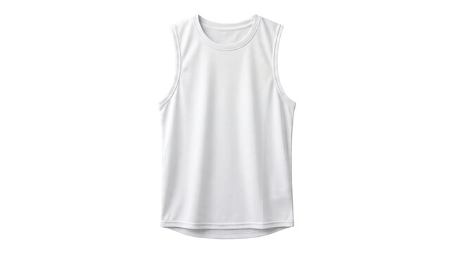 Blank white sleeveless athletic tank top, perfect for active men and women. Versatile sportswear for gym workouts, training, and everyday comfort