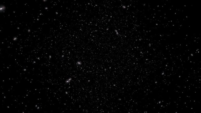 Abstract loop flickering glow stars particles dust space travel flowing pattern animation on black background. 