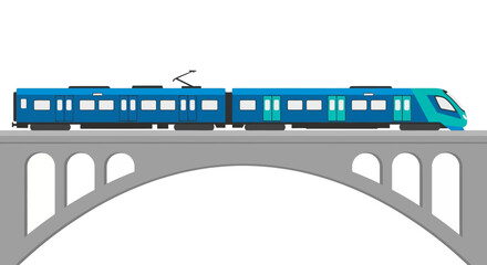 Electric train on a bridge. © mboku