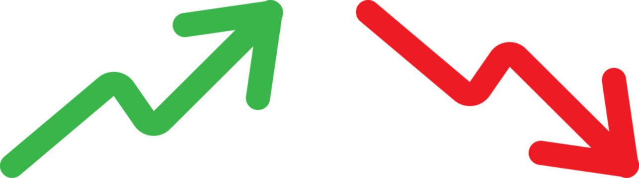 Graphic illustration of upward and downward trends with contrasting arrows