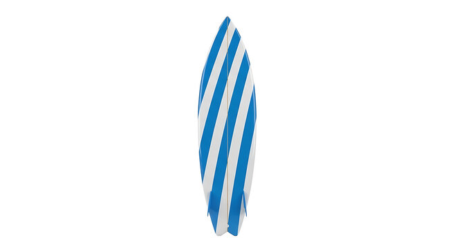 A blue and white striped surfboard on transparent background PNG