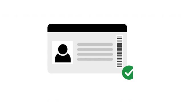 4k Identification Card with Approved Icon. Verified ID Concept Animation Video
