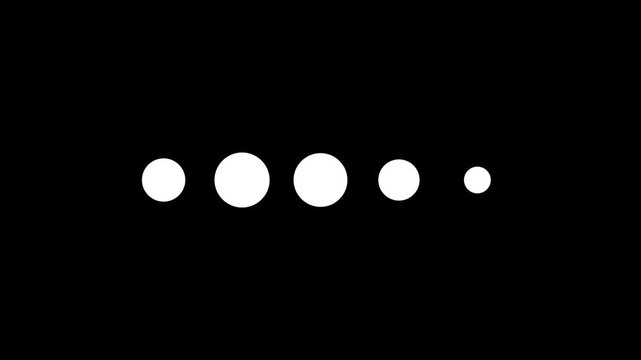 Five Dots Loading Loop Animation - White Circles Buffering Isolated On Black Background