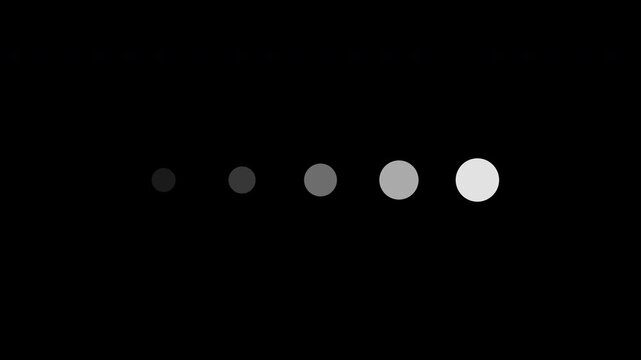 Five Dots Loading Modern Loop Animation - White Circles Buffering On Isolated Black Background