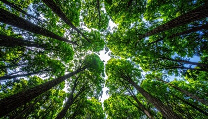 Fototapeta premium Emerald canopy, reaching for the heavens, a symphony of green.