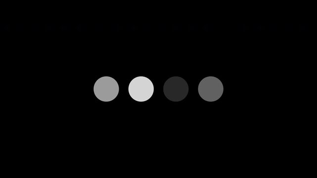 Loading Four Dots Loop Animation - White Circles Processing Isolated On Black Background